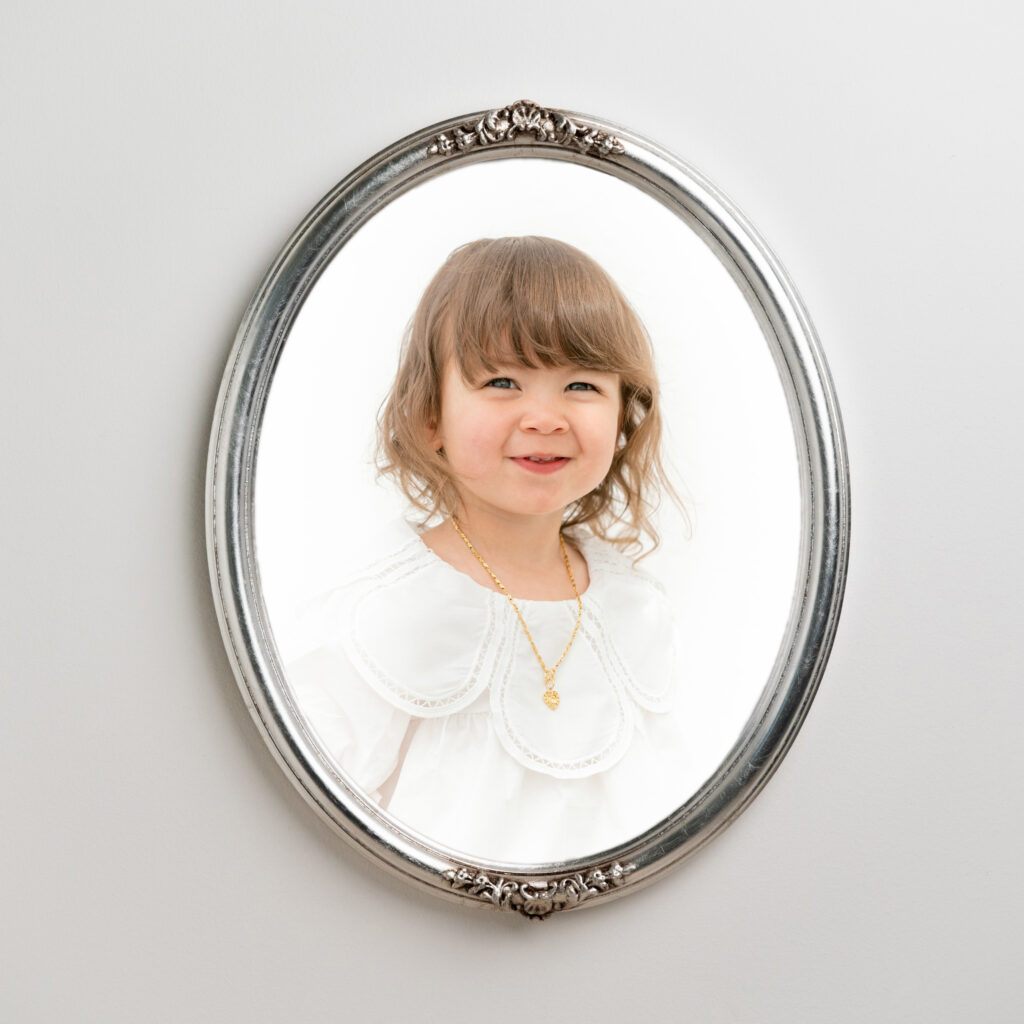 Heirloom Portrait in Oval Silver Leaf Frame