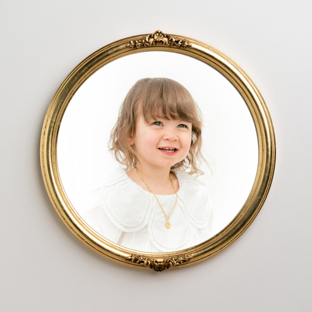 Heirloom Portrait with Circular Gold Leaf Frame No Mat