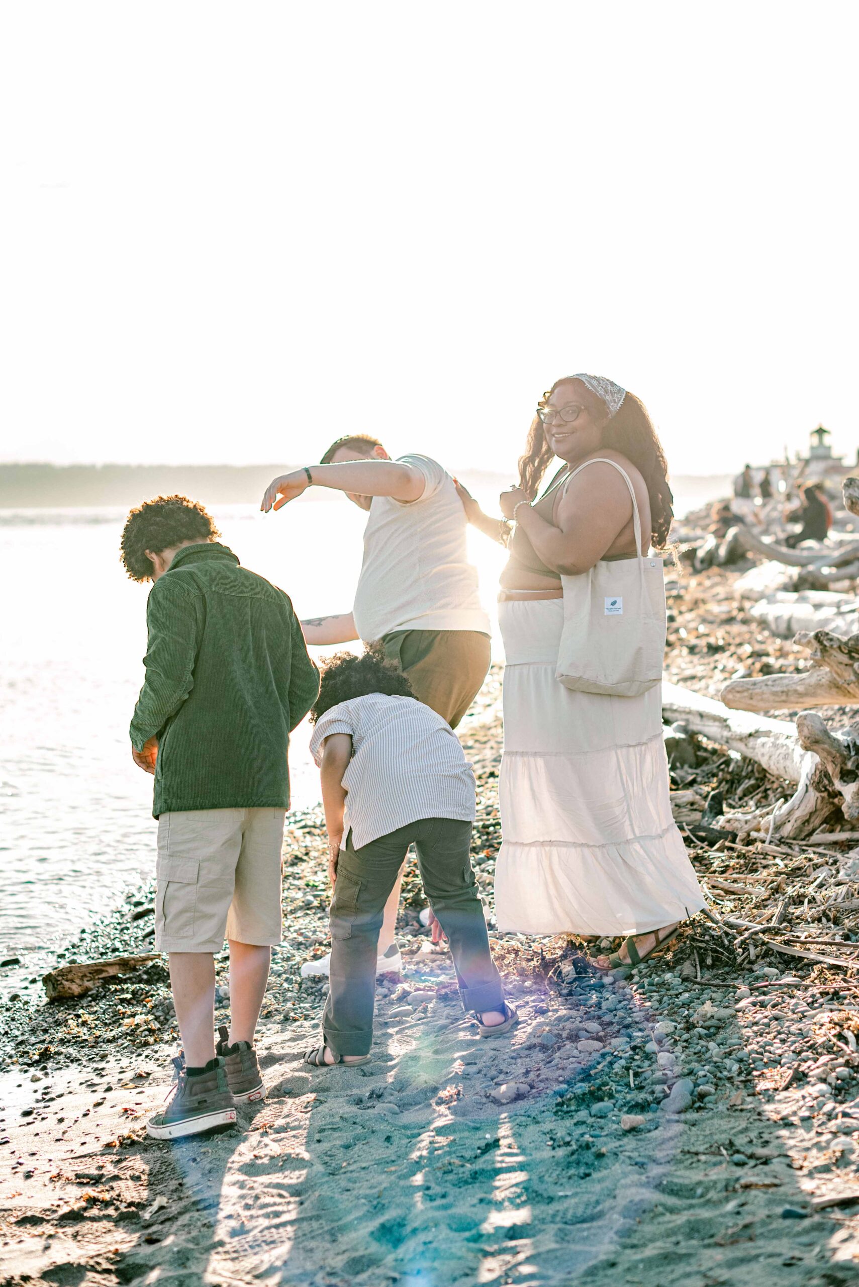 family photoshoot at Discovery Park Beach